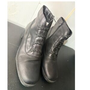 Croft & Barrow Donata Black Leather Braided Ankle Boots Womens 9.5M